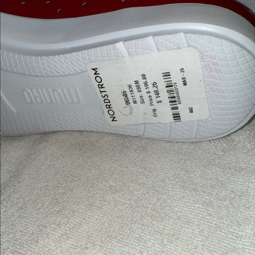 Munro Red Slip-On Flats with Perforated Design - Picture 7 of 11